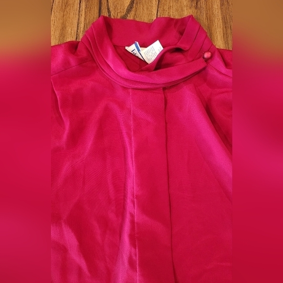 Pendleton classic chiffon style pleated maroonlong sleeve button down blouse 14 - Picture 9 of 16